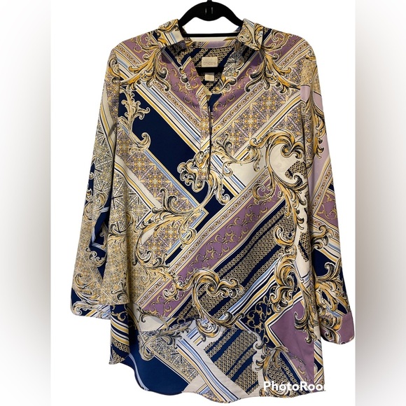 Chico’s multicolor Paisley print  3/4 sleeves size 1 - Picture 1 of 3